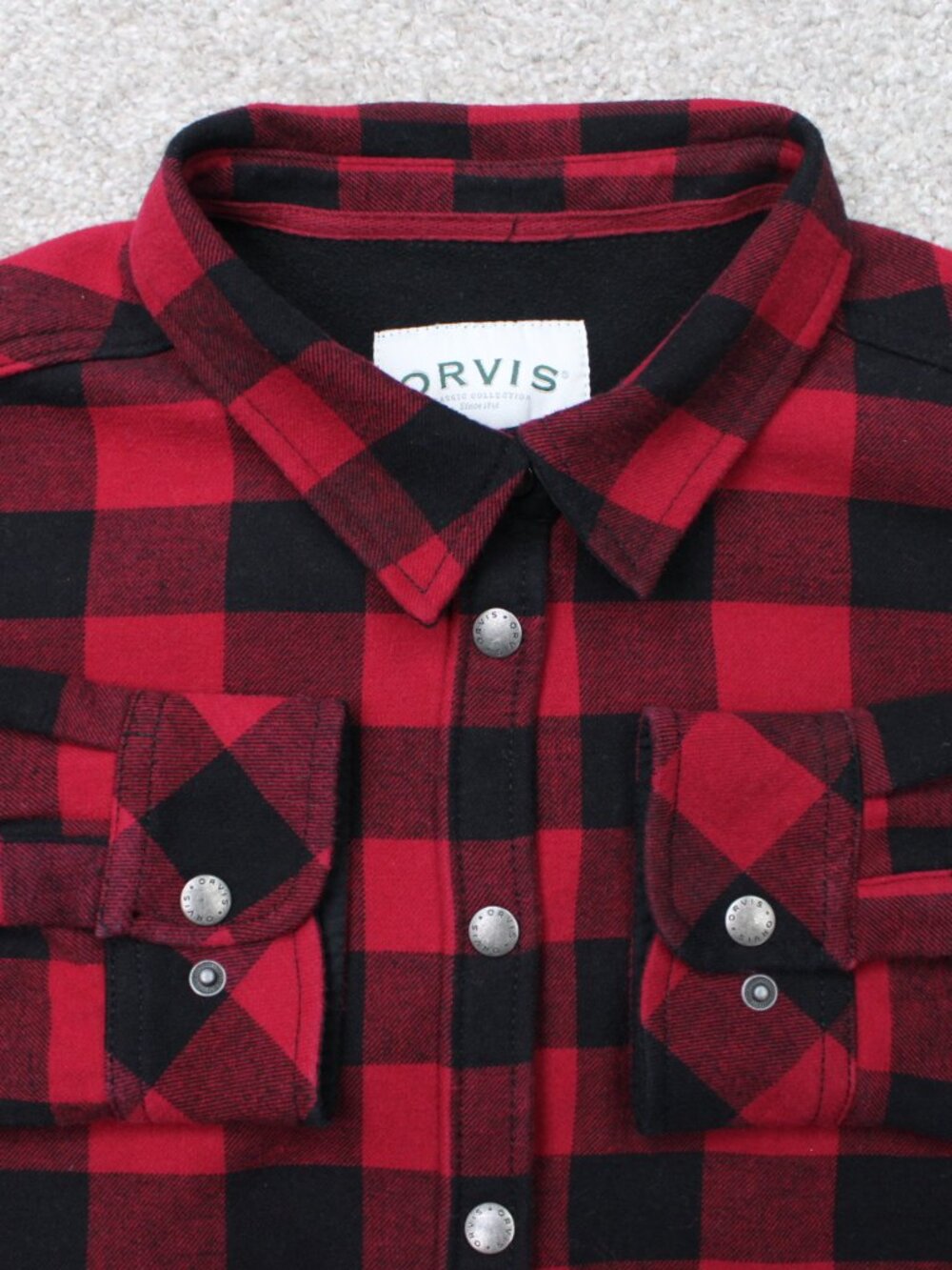 Orvis Shacket Womens 2XL XXL Red/Black Buffalo Plaid Pinnacle Flannel L/S Shirt